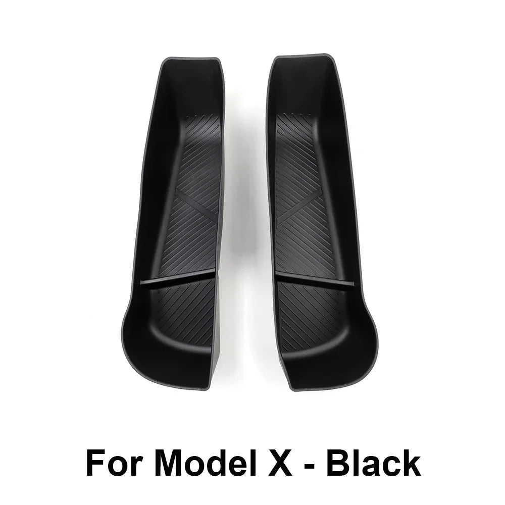 For Tesla NEW Model S X 2023 - 2026 Door Side Storage Box TPE Front Rear Door Handle Organizer Tidying Car Door Slot Accessories