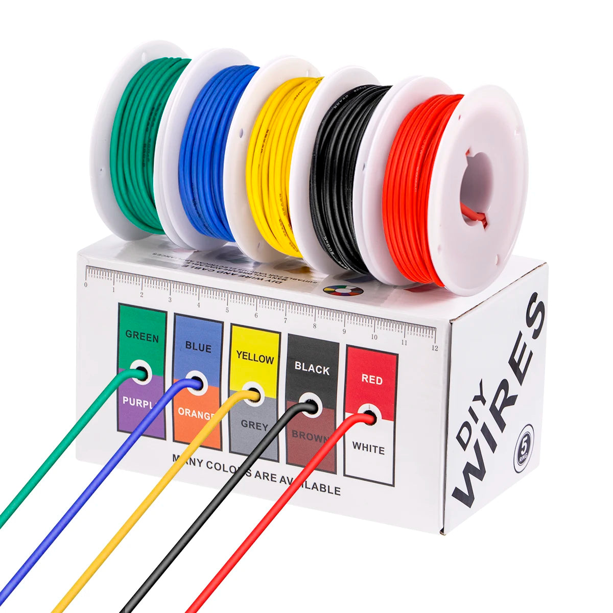 5 Colors 16/18/20/22/24/26/28/30 AWG Stranded Electrical Wire Flexible Silicone Tinned Copper Wires 18 Gauge Hookup Wire Cable