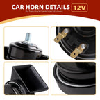12V Dual Tone Snail Car Horn 120dB Waterproof Electric Vehicle Horn for Truck Motorcycle