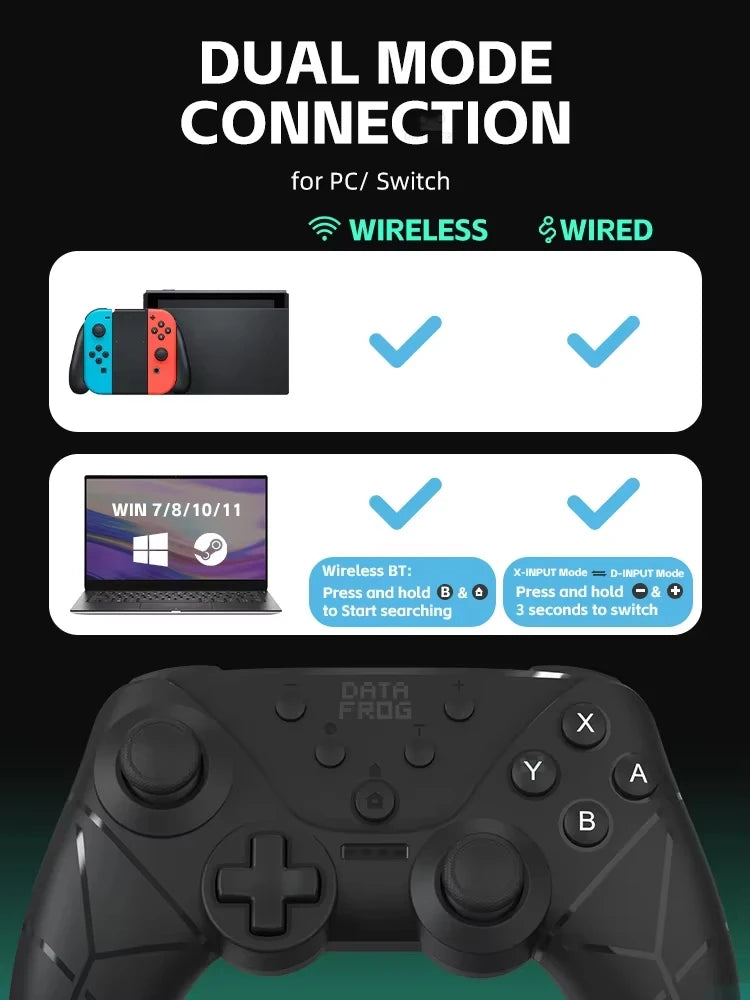 Data Frog For Switch/For Switch Lite/For Switch OLED Controller Wireless Gamepad with NFC and Turbo
