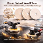 3Pcs 5/6 Inch Wool Buffing Pads,  Wool Cutting & Polishing Pad Kit for DA Polisher, Low Lint Paint Correction Pads