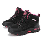 Women's Waterproof Hiking Shoes Non-Slip Trail Trekking Ankle Boots Black/Rose Red 35-42