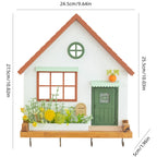 Wooden wall key hook rack with shelf, decorative storage organizer, assorted styles