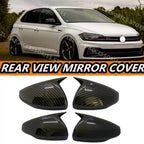 Rear View Mirror Cover For Volkswagen For VW Polo Mk6 AW GTI 2018-2021 OX Horn Car Caps Shell Trim Carbon Fiber Look Exterior