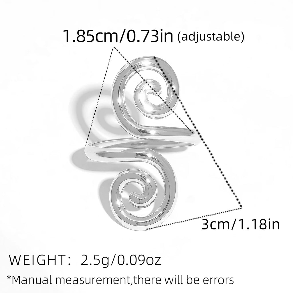 Vintage Metal Irregular Smooth Spiral Ring Set Women's 18k Gold Plated for Everyday Wear, Vacation Travel