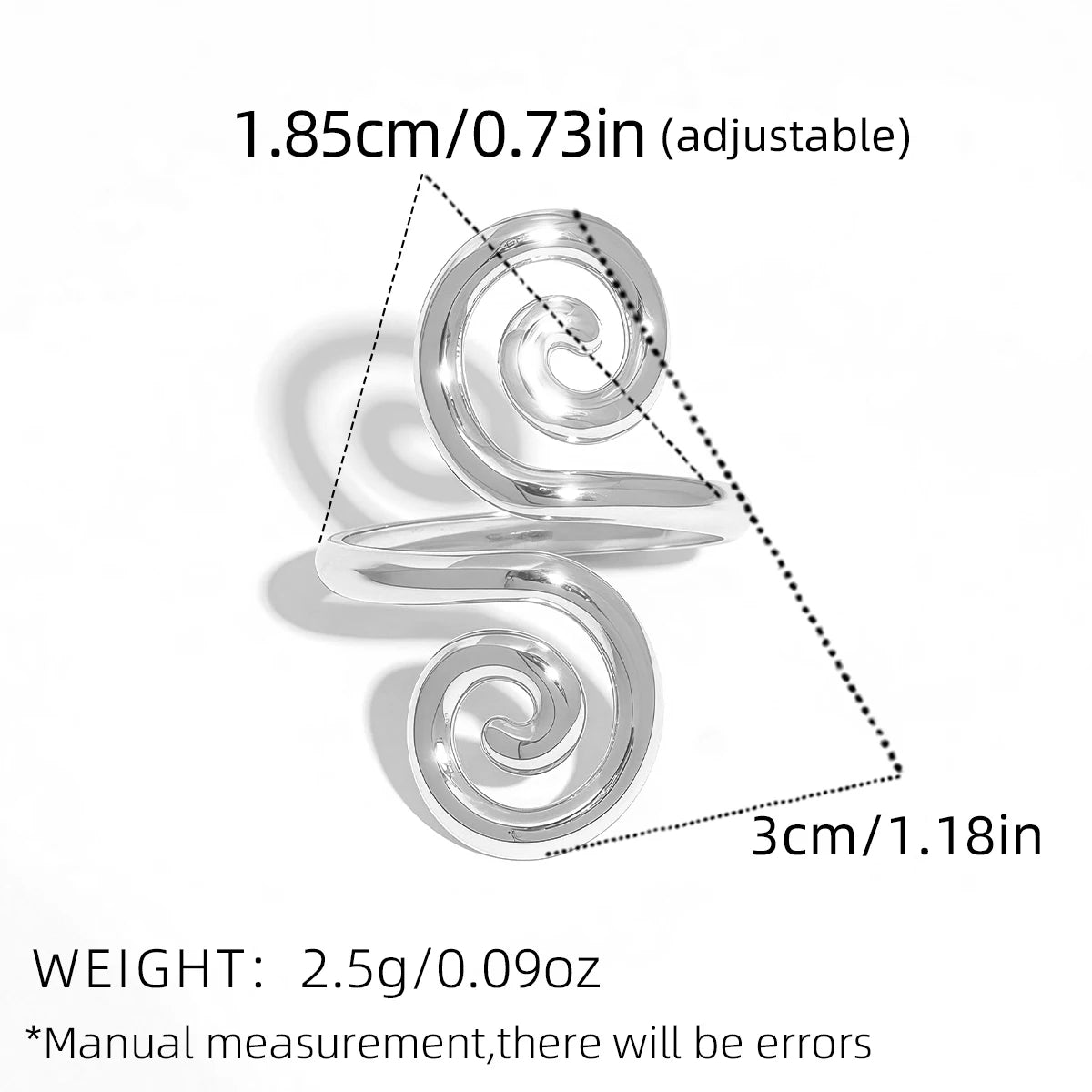 Vintage Metal Irregular Smooth Spiral Ring Set Women's 18k Gold Plated for Everyday Wear, Vacation Travel