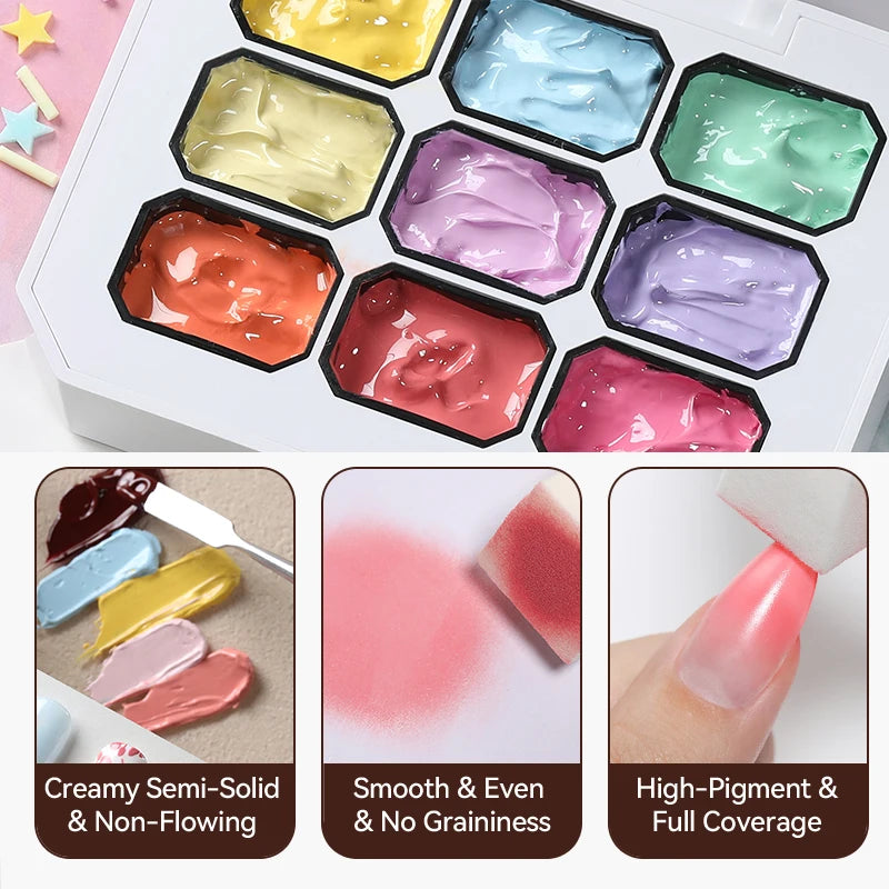 UR SUGAR 4-in-1 Painting Gel Nail Polish Set, 9 Colors, UV/LED Soak Off, 1pc