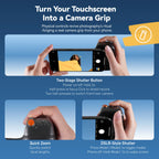 TELESIN Magnetic Phone Camera Hand Grip Holder with Remote, Black/White, Fill Light Option