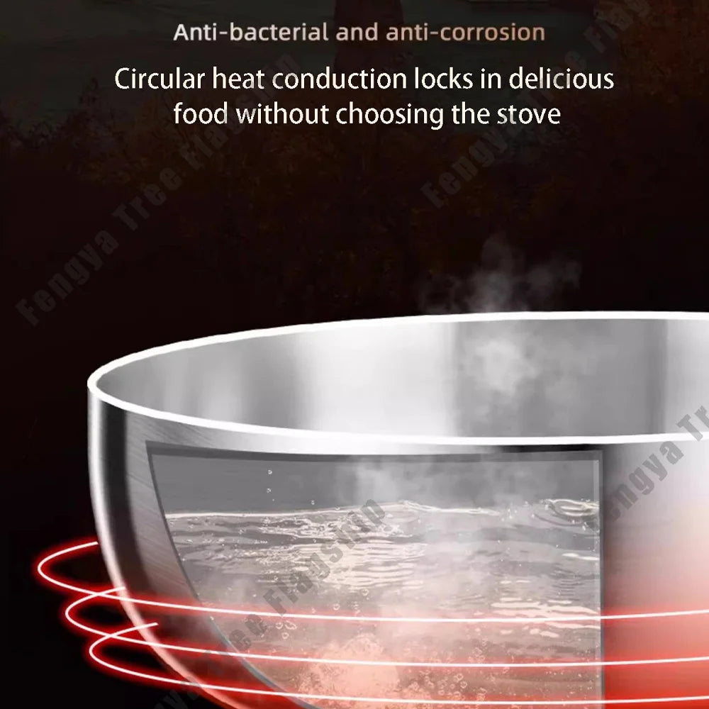 316 Stainless Steel Nonstick Deep Frying Pan Wok Skillet, 22cm-30cm, Gas & Induction