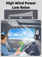 Eary Car Rear Seat Fan Headrest Backseat Dual Head Fan 2000mAh Battery 3 Speed Air Cooling Fans for kids Summer Car Accessories