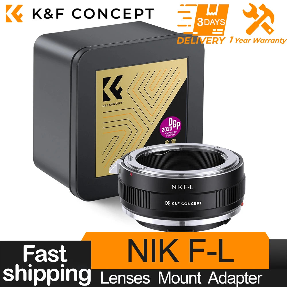K&F CONCEPT Nik-L Lens Adapter Ring for Nikon F AI Lens to Leica Panasonic L Lens Camera Body for Leica SL SL2 T TL2 Panasonic