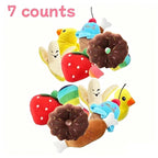 A 7-piece set of puppy sound toys, loose plush pet chewing, plush fruit snacks and vegetable puppy toys, suitable for pet play