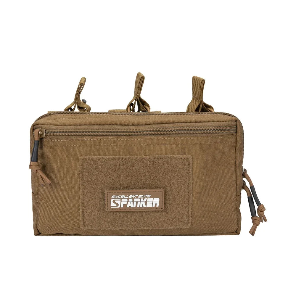 Tactical MOLLE Triple Open-Top Magazine Pouch with Accessory Bag, Black/Grey/Multicam