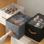 1pc Multiple Lattices Shoes Storage Box Foldable Separated Shoes Box Large Capacity With Handle Shoe Dispenser Shoes Organizer