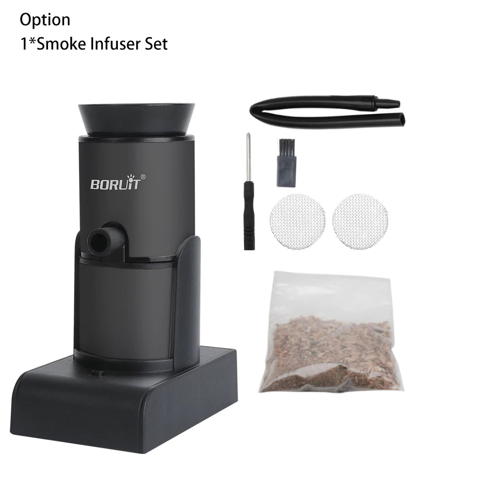BORUiT Smoker Infuser Portable Molecular Cuisine Smoking Food Cold Smoke Generator Meat Burn Cooking for BBQ Grill Cocktails