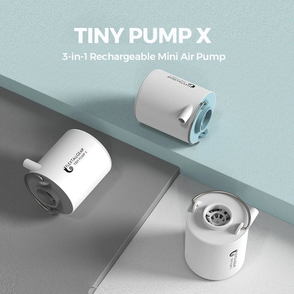 FLEXTAIL TINY PUMP X - Portable Air Pump, Mini Camping Pump with Light, USB-C Charging, Ideal for Sleeping Pad, Air Bed Mattress