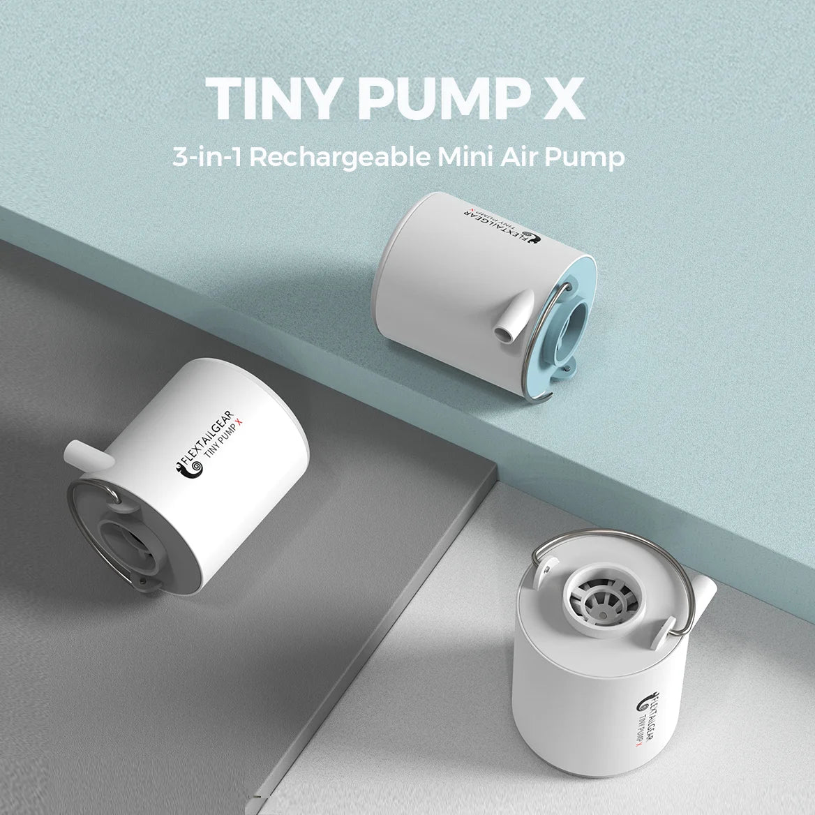 FLEXTAIL TINY PUMP X - Portable Air Pump, Mini Camping Pump with Light, USB-C Charging, Ideal for Sleeping Pad, Air Bed Mattress
