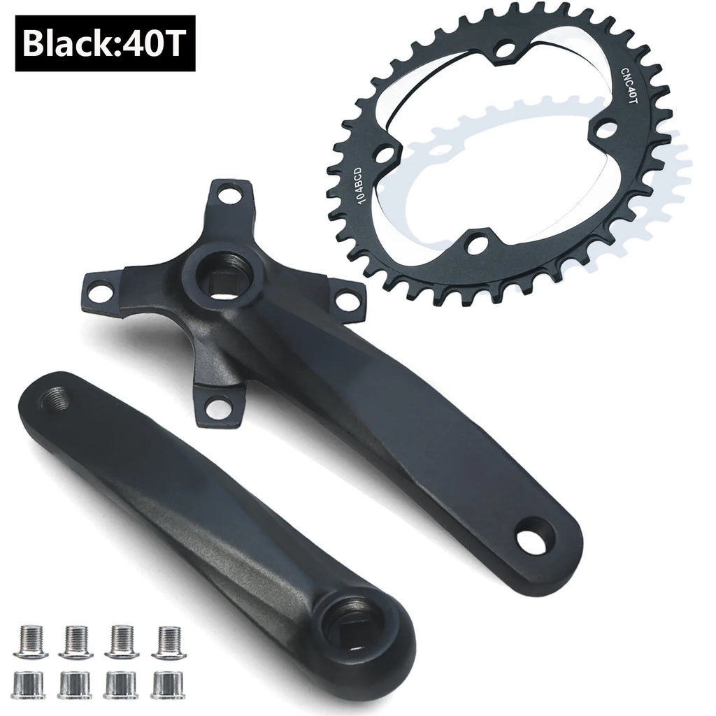 Bicycle crankset square taper single chainring 30T-42T black 152/165/170mm