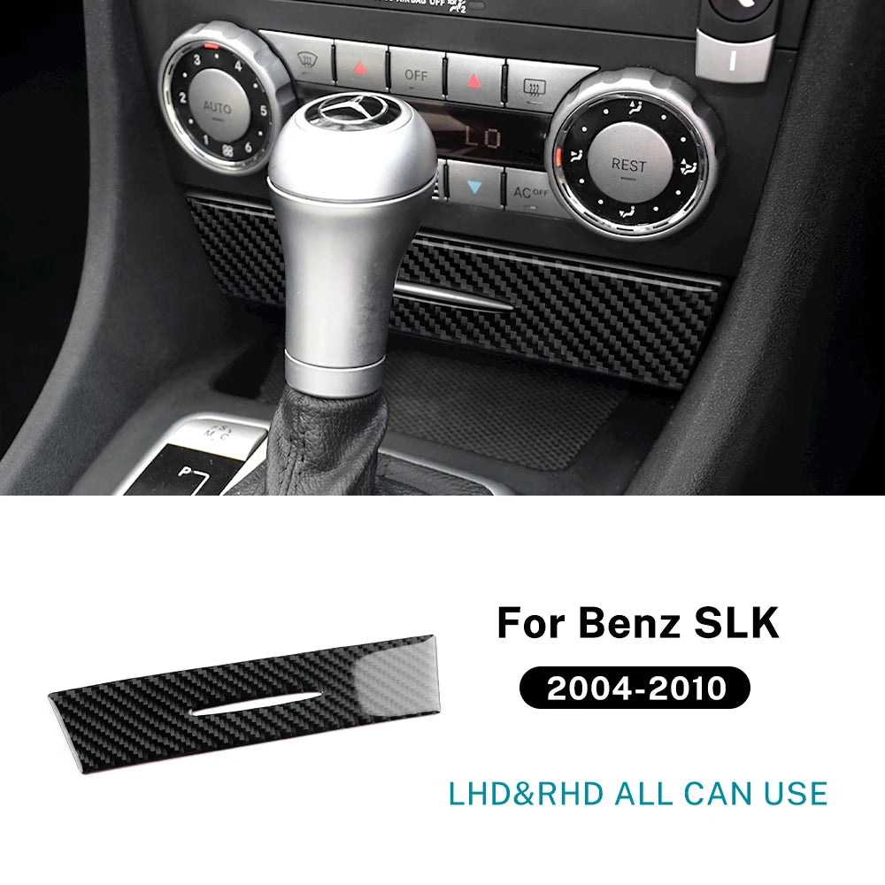 Real Soft Carbon Fiber Trim Sticker For Mercedes Benz SLK R171 2004 2005 2006 2007 2008 2009 2010 Car AC Storage Bottom Panel