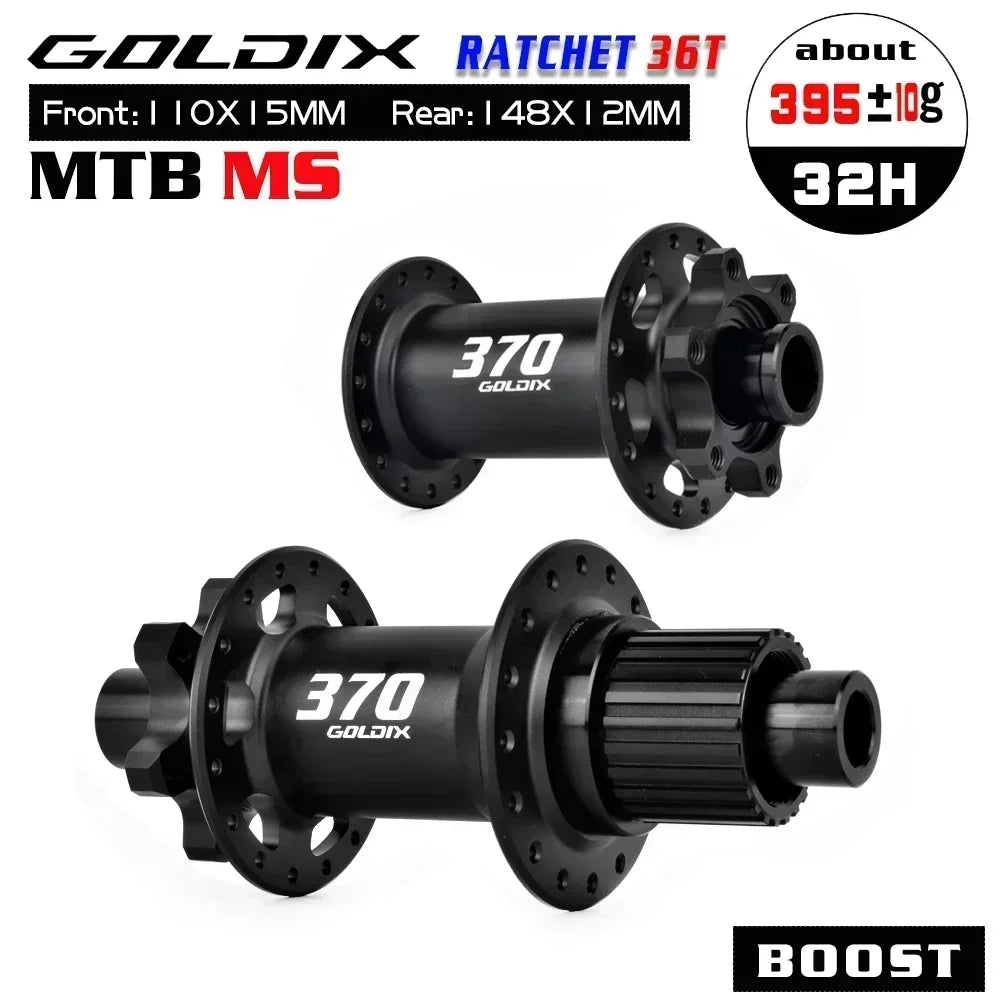 GOLDIX GDX370 32H Bicycle Hub Sealed Bearing 6-bolt Disc Brake J-Bend 32 Holes Ratchet 36T BOOST MTB Hub for Shimano SRAM
