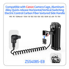 Camera Cage Top / Side Handle Grip With Trigger Shutter Control Cable for Sony Canon Nikon Fuji DSLR Carbon Fiber Grip Bracket