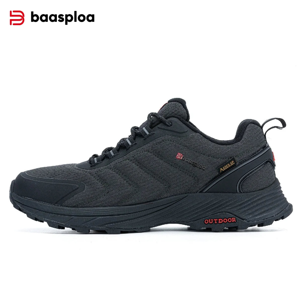 Baasploa Hiking Shoes Men Outdoor Climbing Lace-Up Sneakers Male Anti Splash Water Casual Wear-Resistant Non-slip Walking Shoes