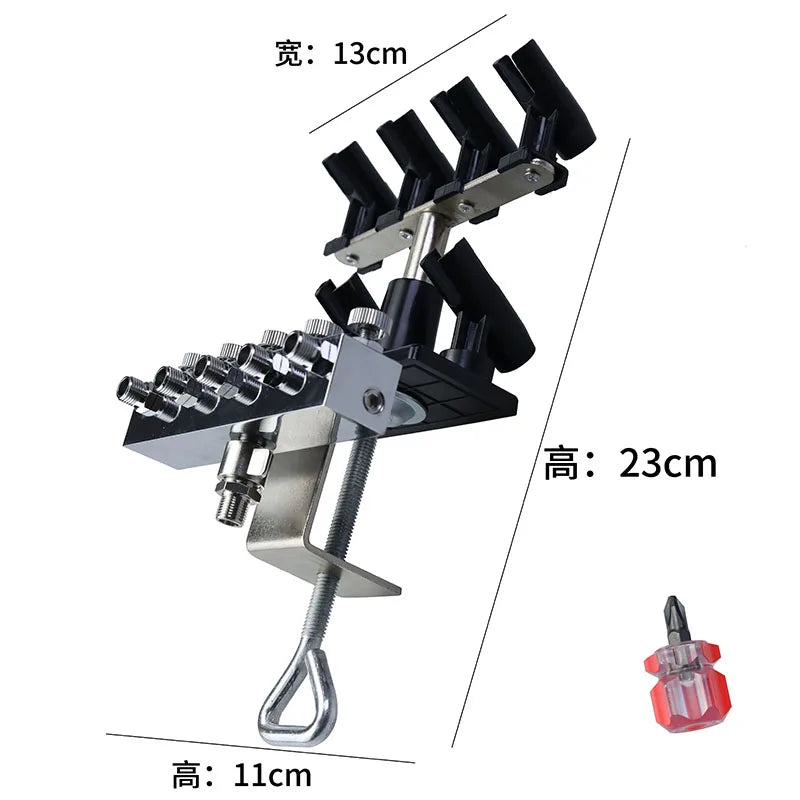 Nasedal Airbrush Holder Gravity Stand Kit for Air Brush paint spray gun Holding 6 Clamp-On Mount Table Bench Station