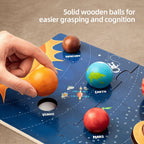 3D Planet Wooden Solar System Toy - 8 Planets with Balls & Cards - Montessori Astronomy for Kids 3+ - Safe Water-Based Paint