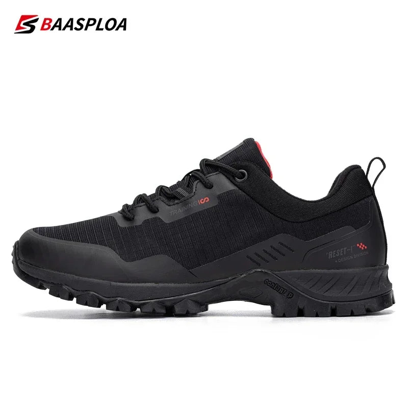 Baasploa Men New Hiking Shoes Outdoor Waterproof Wear Resistant Non Slip Sneakers Male Casual Lightweight Lace-Up Walking Shoes