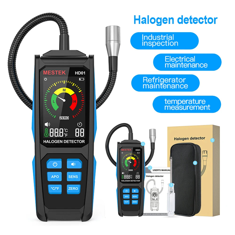 Air Conditioning Leak Detector Refrigerant Halogen Tester Meter HFC HCFC CFC PFC HFO R22 R32 R134A Combustible Gas Detector