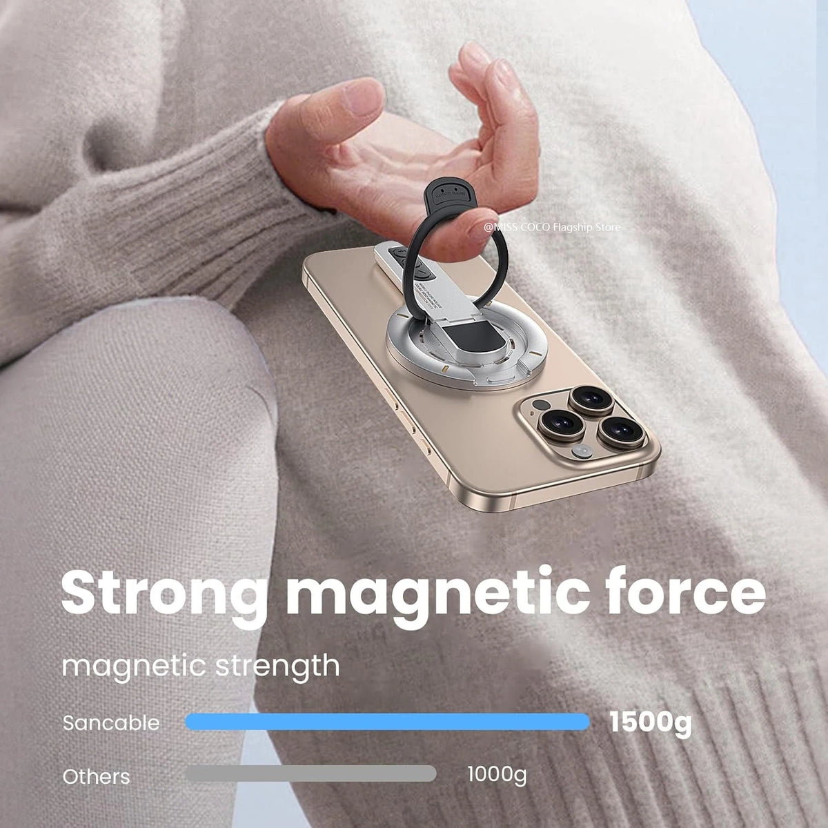 for MagSafe Phone Grip Stand, 3-in-1 Magnetic Finger Ring Holder Double-Sided Magnetic Phone Stand for iPhone 17 16 15 14 13 12