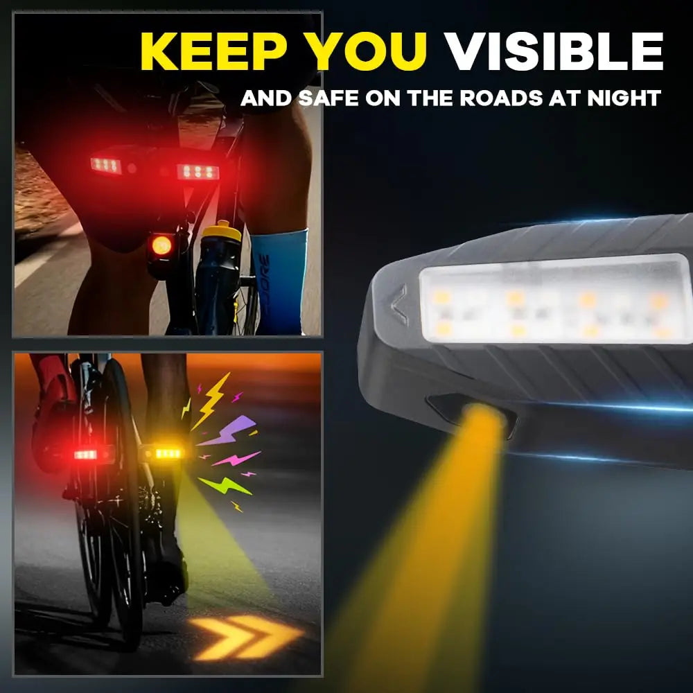 Electric Scooter Turn Signal Rear Light Remote E-bike Tail Light Lamp Rechargeable USB Red/Yellow Light Scooter Accessories