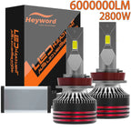 Heyword 2800W 6000000LM PLUS H7 H11 H1 H4 Led Headlight Bulb 6000K LED HB3 HB4 Double Copper Tube Led Light Kit for Car 12V 2PCS