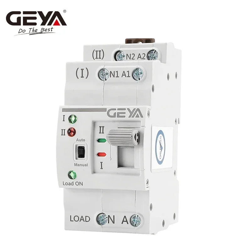 GEYA G2R Din Rail 2P ATS Electric Switch Manual Transfer Switch 110V 220V Coil PC Type Switch City Power to Generator 63A