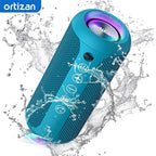 Ortizan Portable Bluetooth Speakers with Bass Boost,IPX7 Waterproof,Suporrt TF Card/AUX,RGB Lights,30H Playtime,24W Loud Drivers