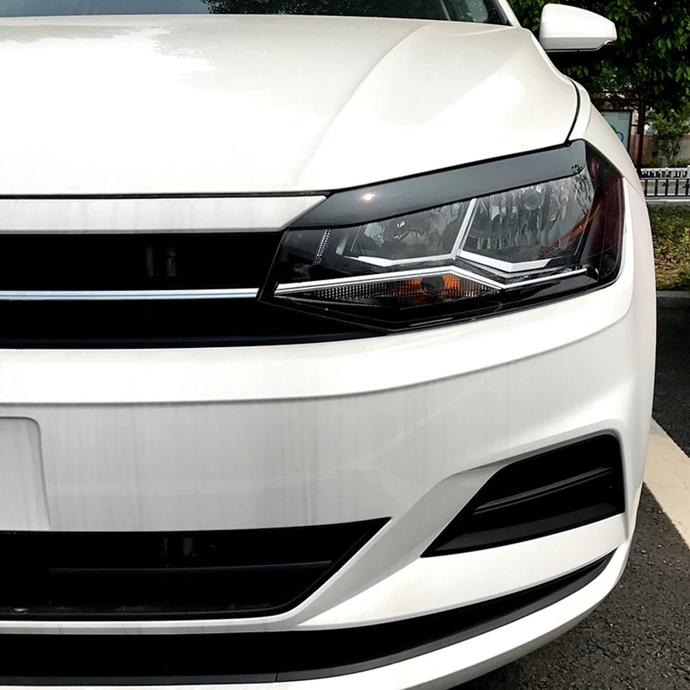 2pcs/set Front Headlight Eyelids Eyebrow Trim Decoration Sticker for VW Polo MK6 2019-2022 Molding Lamp Eyebrow Strips Lid Cover