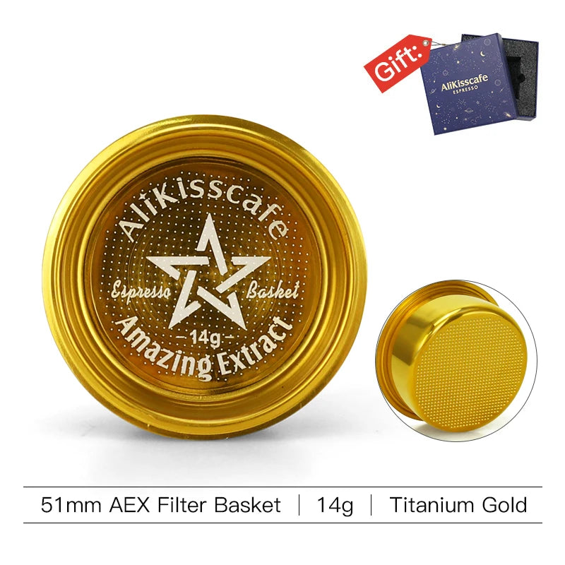 AliKisscafe Espresso Portafilter Basket Precision AEX 51mm/54mm/58mm 14g/18g