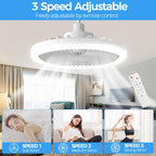 IRALAN Socket Ceiling Fan With Light E27 3 Fan Speeds Dimmable 3 Light Colors Easy To install For Bedroom Kitchen And Balcony