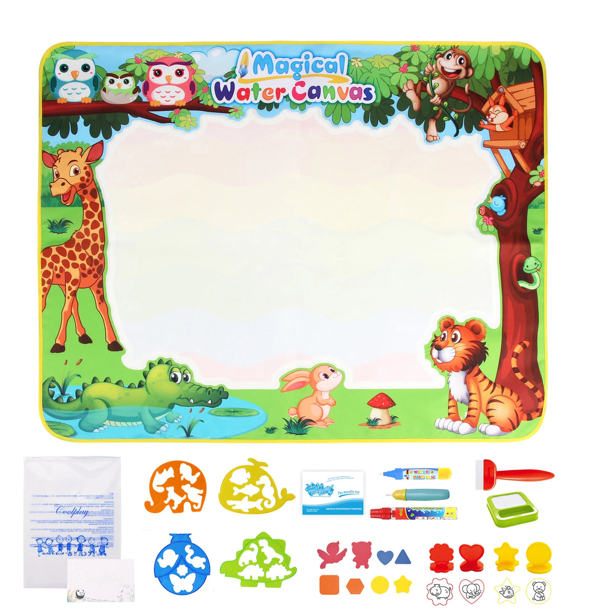 100x80CM Magic Water Drawing Mat Coloring Doodle With Reusable Magic Pens Montessori Painting Board Educational Toys Kids Gifts