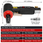 NuoDun Air Angle Die Grinder 90 Degree Mini Professional Engraving Machine Set 1/4 High Speed Pneumatic Grinder Polishing Tool