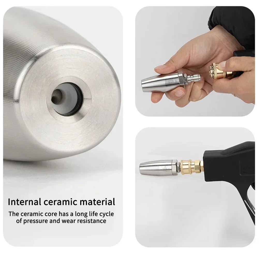 25/35/40/55mm 360° Rotating Rust Removing Quick Connector Car Wash High Pressure Water Gun Nozzle Stainless Steel Lotus Nozzle