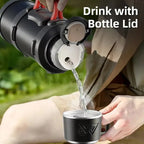 Insulated Stainless Steel Water Bottle with Handle, Black/Green 1.7L-3.2L Thermos