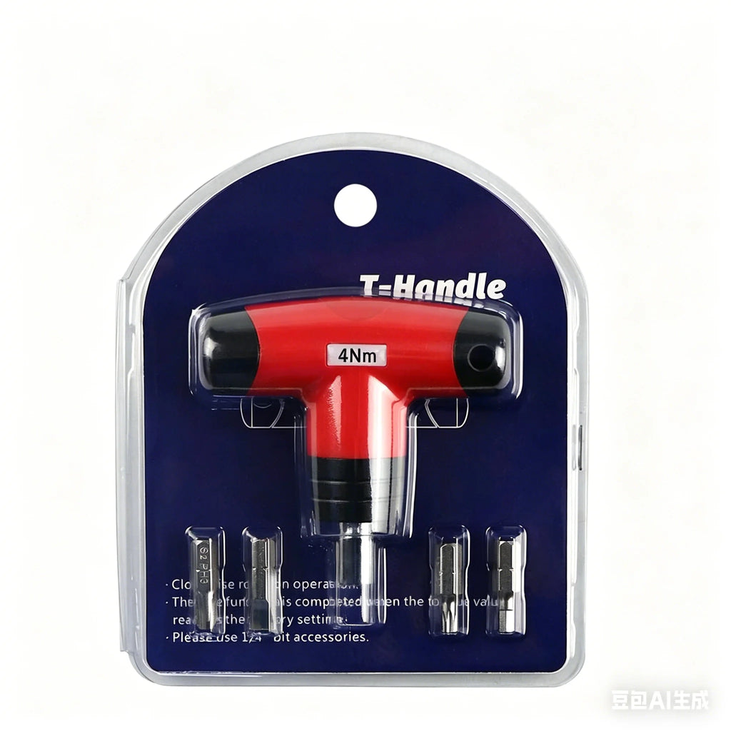 1- 6 N.M T-type Fixed Torque Scewdriver Preset Torque Wrench Tools with 4 Batch Heads 5% Accuracy 6.35mm