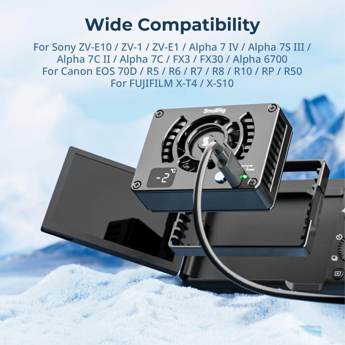 SmallRig Cooling System for Sony / Canon / FUJIFILM Cameras Can use with or without Cage, Lighter and Free,Suit V-Mount Battey