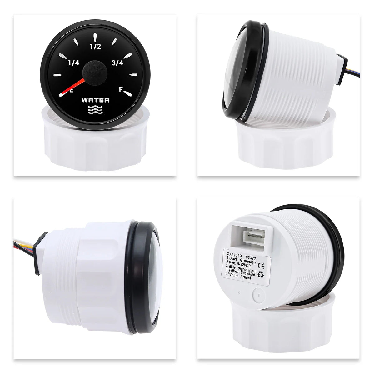 0-190 Ohm Water Level Sensor 52mm Water Level Gauge with 7 Color LED Water Tank Meter Indicator Petrol Boat Car 12V24V Custom