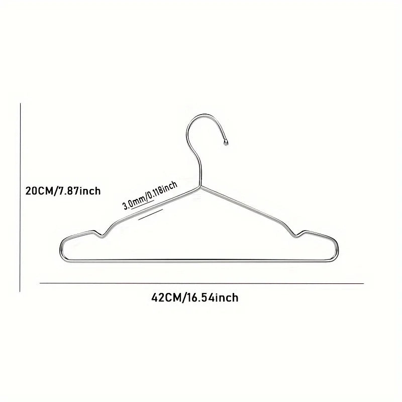 20/50PCS Heavy Duty Stainless Steel Hangers, 16.5 Inch Ultra Thin Space Saving Clothes Hangers, Polished Metal Wardrobe Hangers