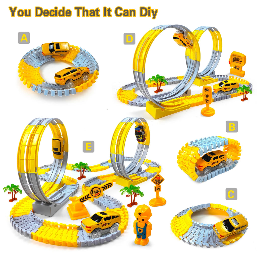 Children Electric Magical Flexible Track Toy Car Engineering Car Kids Educational Toys Train Toys for Children Birthday Gift