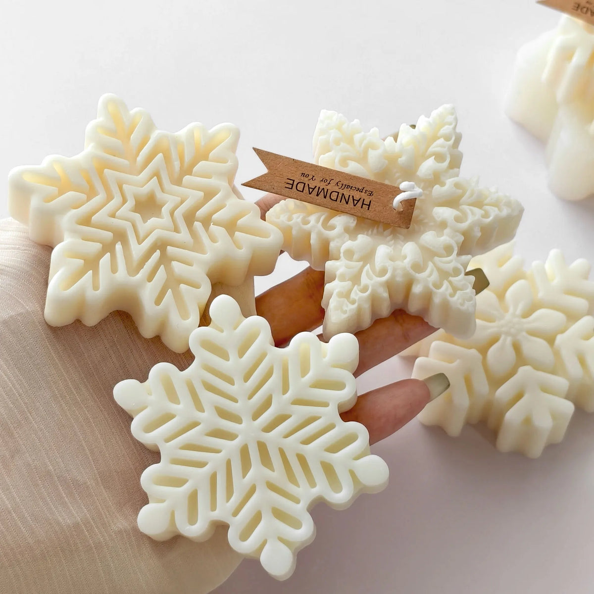 Snowflake Candle Silicone Mold DIY Christmas Soap Wax Melt Mold Aroma Stone Decor Handmade Craft Gift Home Decor Holiday Ornamen