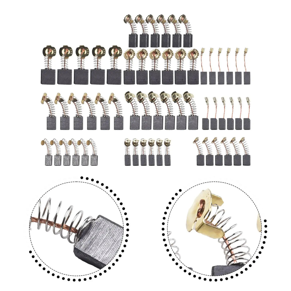 60Pcs Electric Motor Carbon Brushes Electric Hammer Drill Replacement Graphite Brush    For Angle Grinders Power Tool 10 Sizes