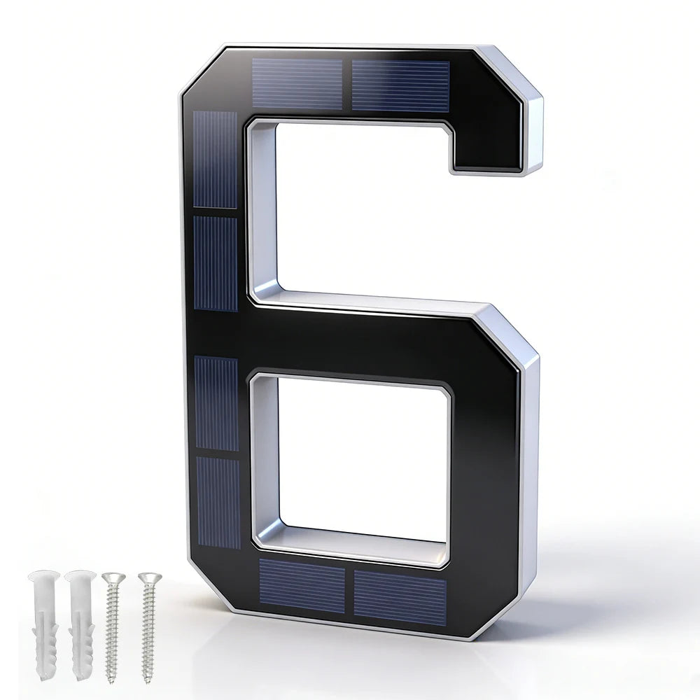 12CM Solar Lighted House Number Outside Light-up LED Address Number Waterproof House Number Light Address Sign Home Decor